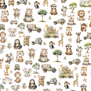 Pantoufles à velcro - Animaux de la jungle