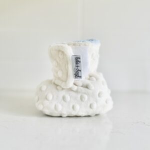Pantoufles à velcro - Minky bulles ivoire intérieur en sherpa bleu – Image 3