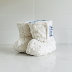 Pantoufles à velcro - Minky bulles ivoire intérieur en sherpa bleu – Image 2