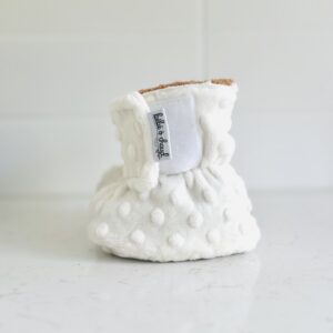 Pantoufles à velcro - Minky bulles ivoire intérieur en sherpa caramel – Image 2