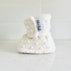 Pantoufles à velcro - Minky bulles ivoire intérieur en sherpa rose – Image 2